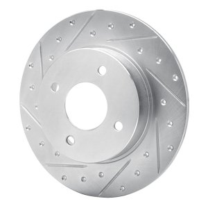 Nissan Sentra Brake Rotor (1) - Rear Left - R1 Concepts - Drilled & Slotted - Silver - `04-`06